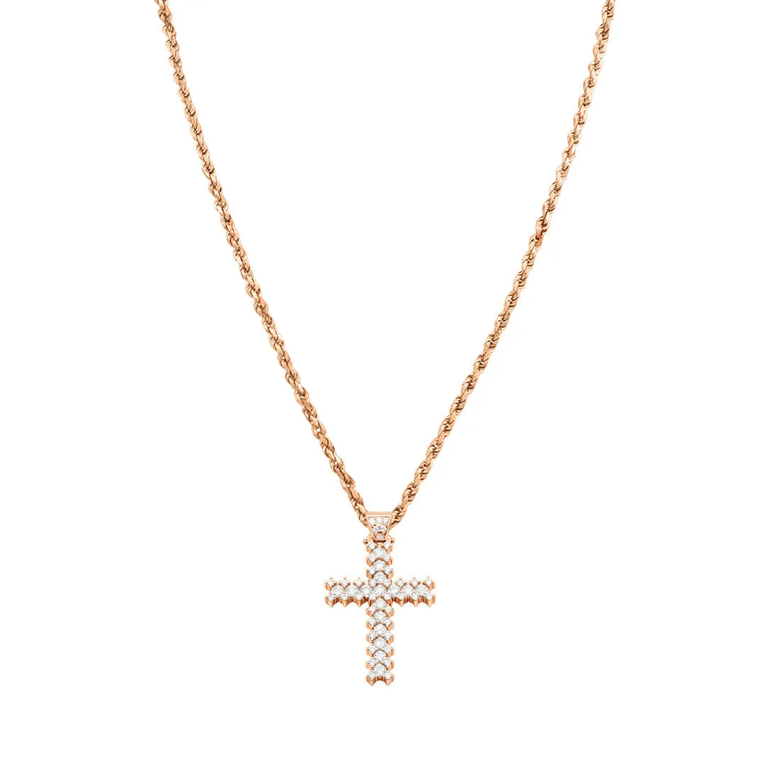 14K Rose Gold & Diamonds Cross Pendant 4.5ctw