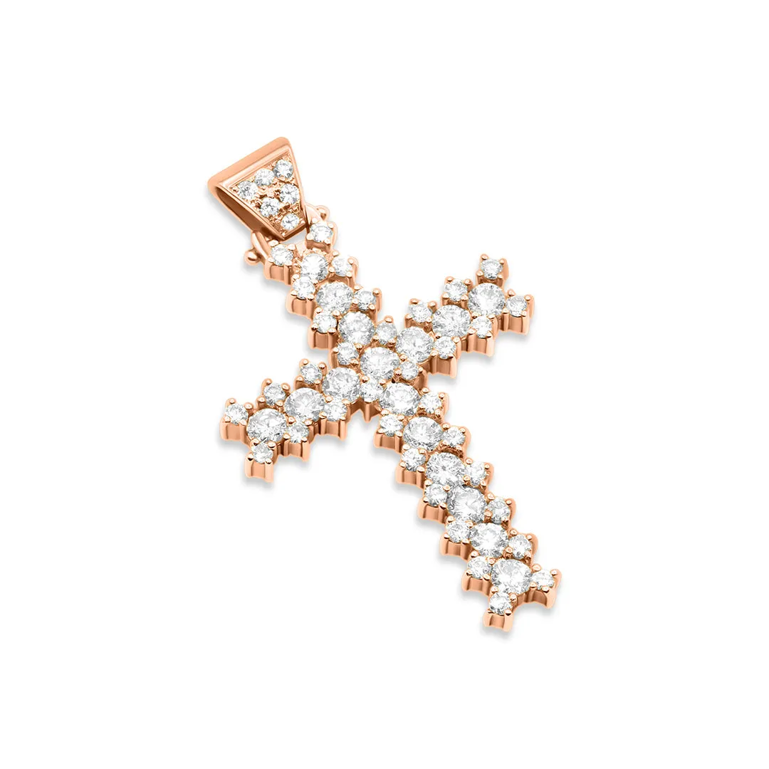 14K Rose Gold & Diamonds Cross Pendant 4.5ctw