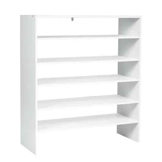 3 Pieces 31-Inch Stackable Multi-Shape Shoe Rack-White