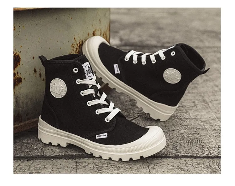 Advbridge Male High Top Canvas Shoes Lace Up Ankle Boots Man Casual Sneakers Outdoor Fashion Vulcanized Shoes Walking Footwear