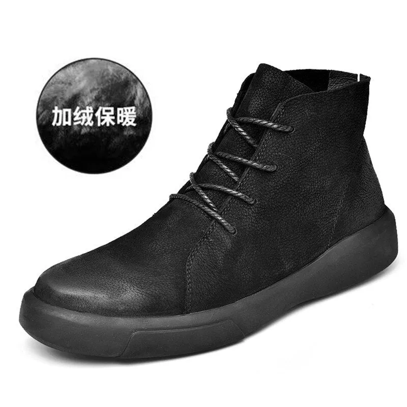 Advbridge Men's high top Martin boots new spring and autumn tide shoes tooling shoes casual cold and warm shoes