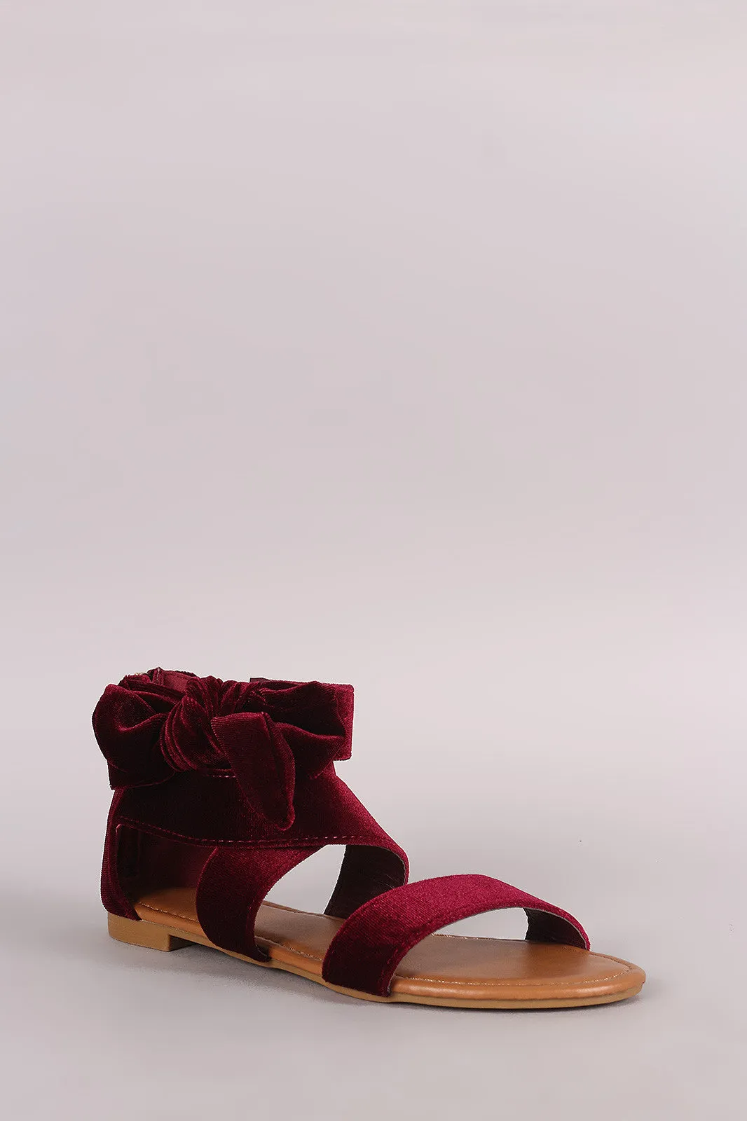 Bamboo Velvet Side Bow Flat Sandal