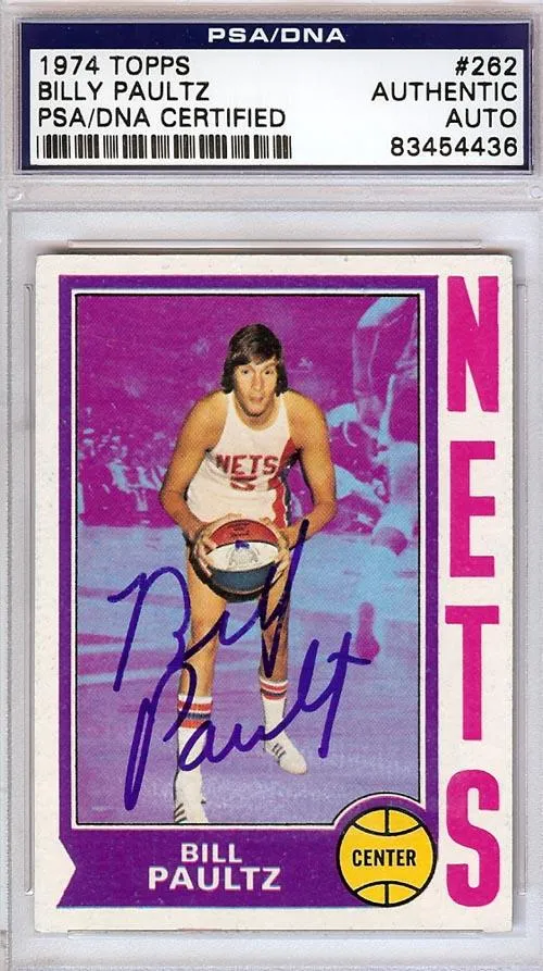 Billy Paultz Autographed 1974 Topps Card #262 New York Nets PSA/DNA #83454436