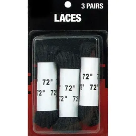 Black - Boot Laces 3 Pack - Nylon 72 in.