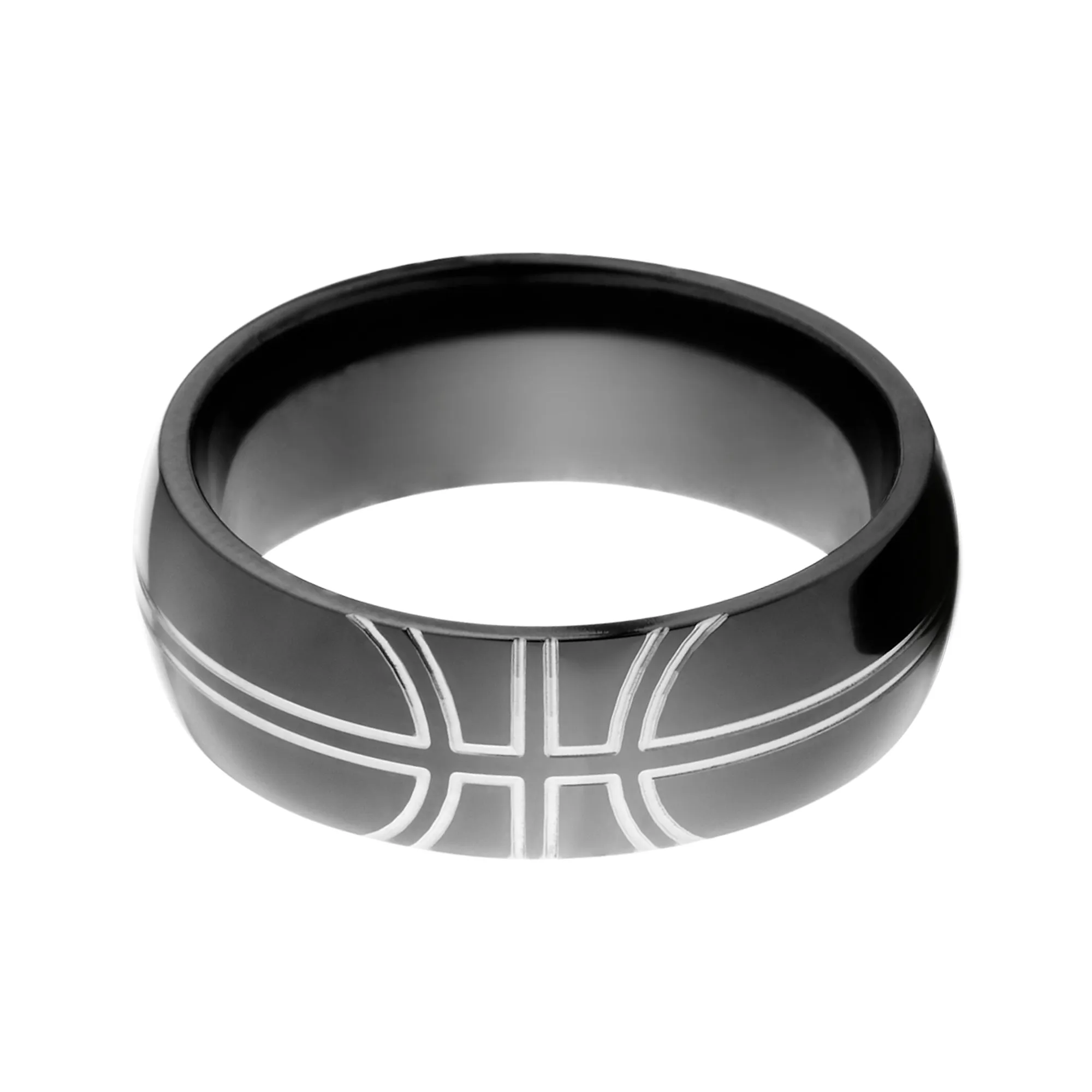 Black Zirconium Basketball Rings - USA Made Men's Wedding Bands