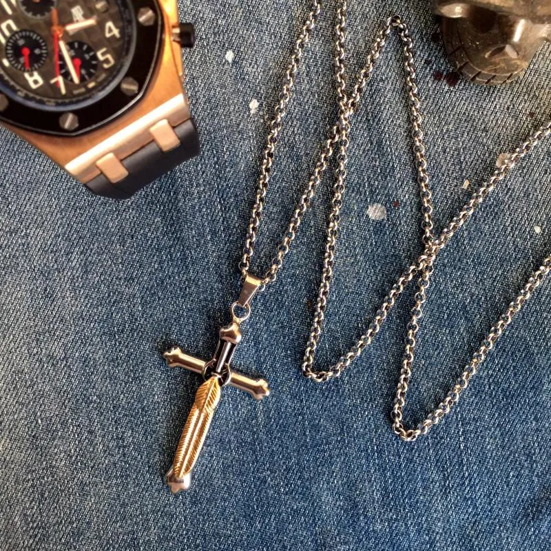 Corleone Goro Feather Cross Necklace