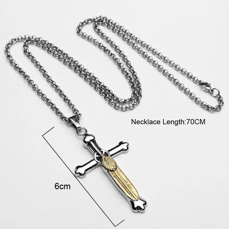 Corleone Goro Feather Cross Necklace