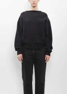 Cotton Wool Rolled Neck Sweatshirt — Black