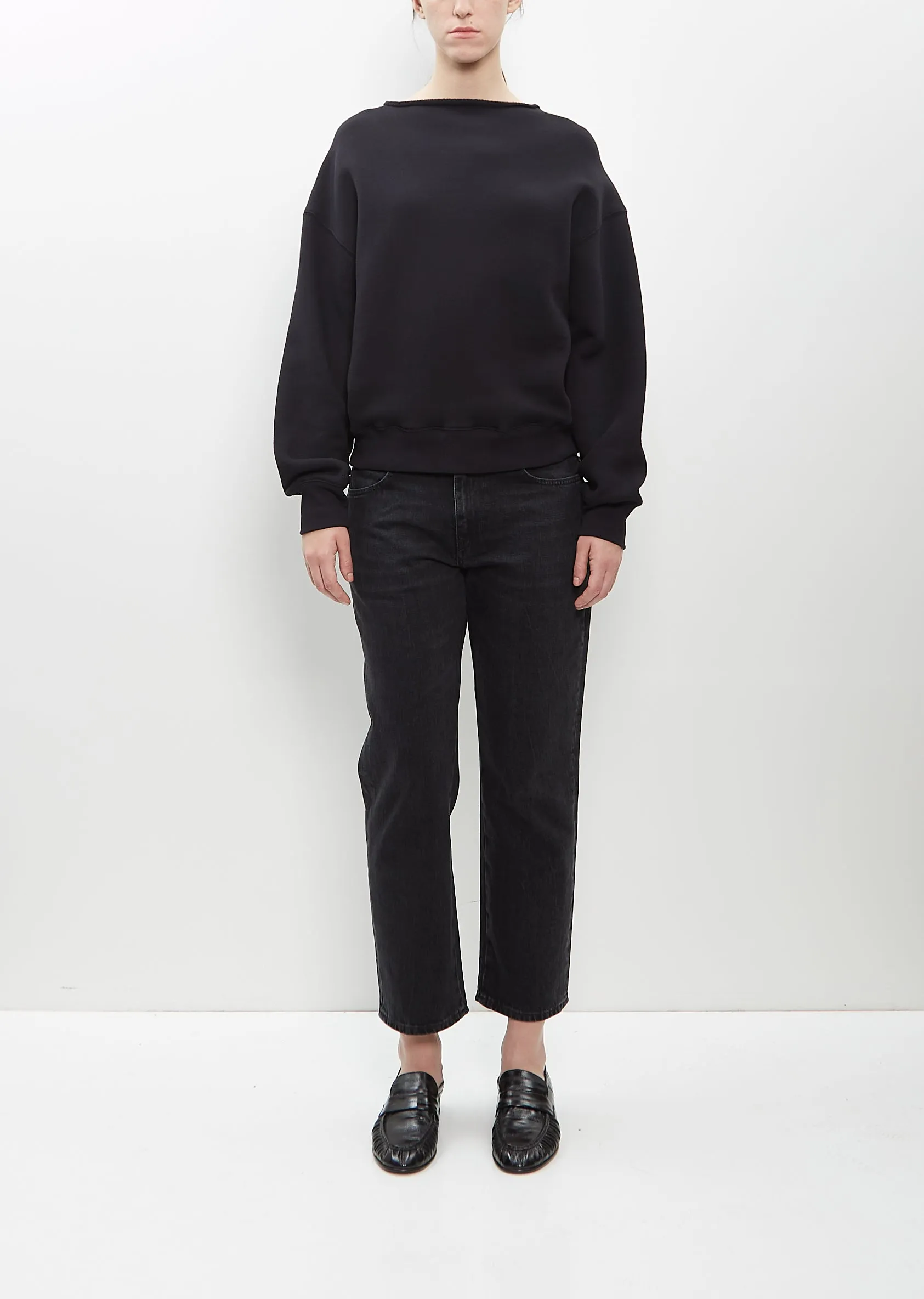 Cotton Wool Rolled Neck Sweatshirt — Black