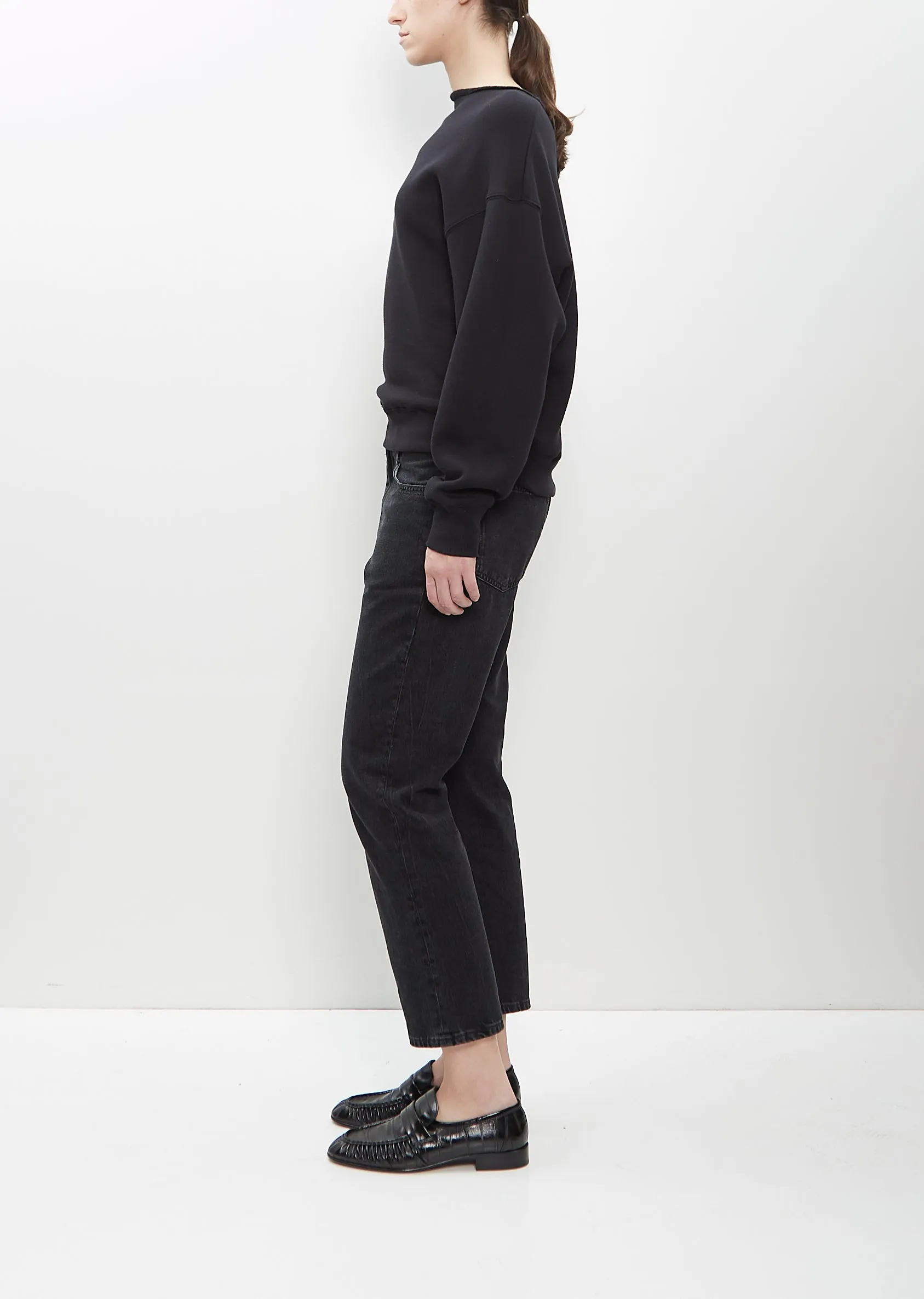 Cotton Wool Rolled Neck Sweatshirt — Black