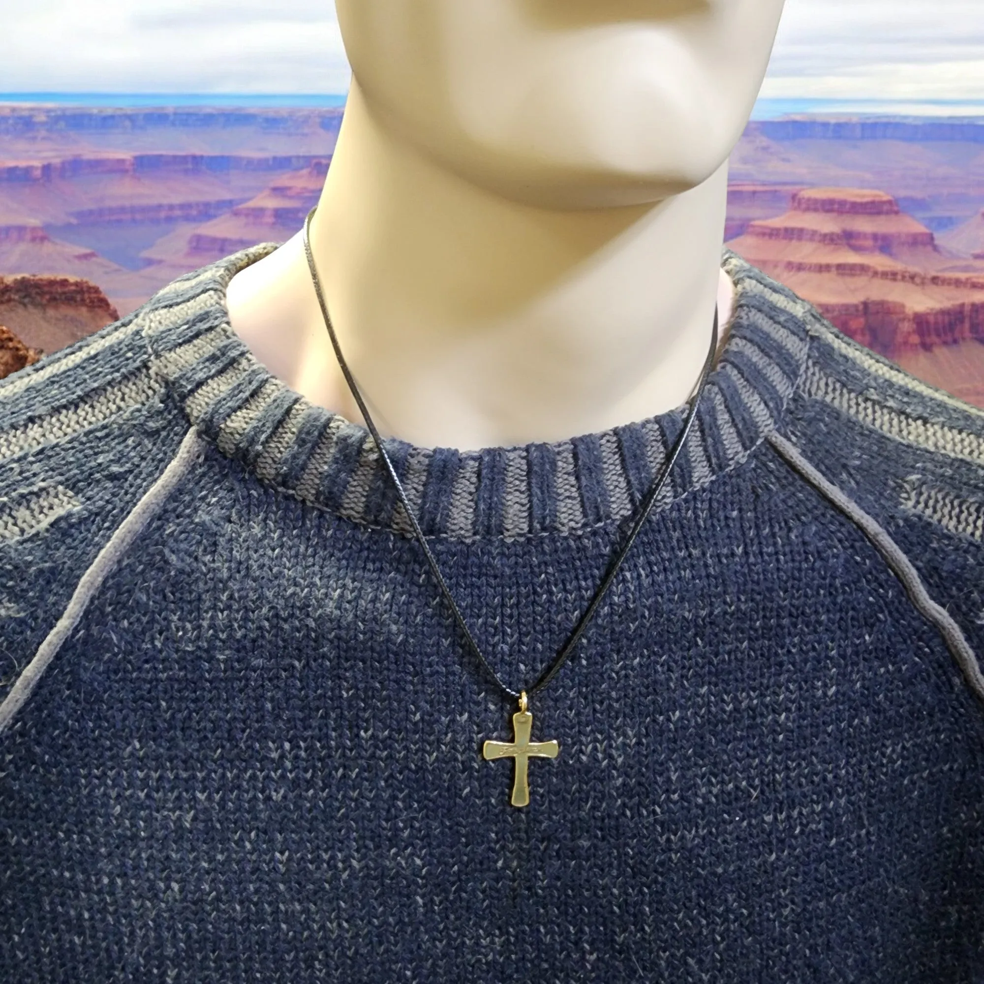 Cross Forgiven Gold Metal Finish Black Cord Necklace