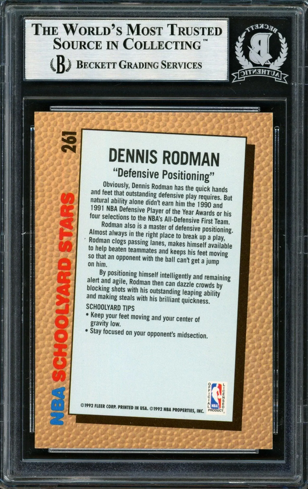 Dennis Rodman Autographed 1992-93 Fleer Card #261 Detroit Pistons Beckett BAS #12518316