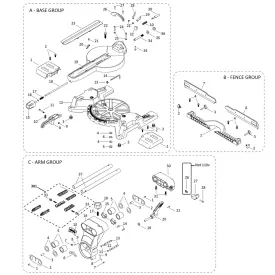 Evolution R255SMS-DB Spare Parts (Neck, Rails, Base)