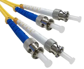 Fiber Optic Patch Cable, ST to ST, Single Mode 9/125, Duplex