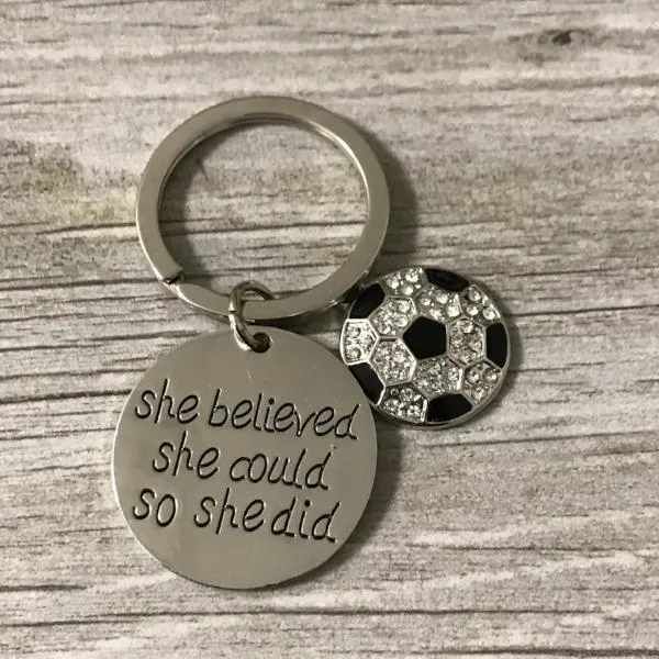 Girls Soccer She Believed She Could Keychain