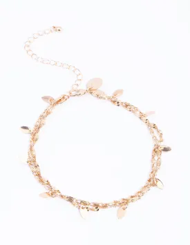 Gold Twisted Leaves Anklet Set