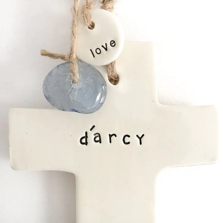 Handmade Ceramic Personalised Cross