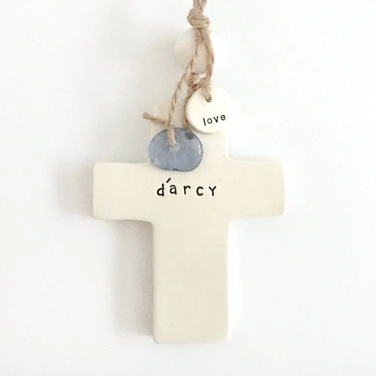 Handmade Ceramic Personalised Cross