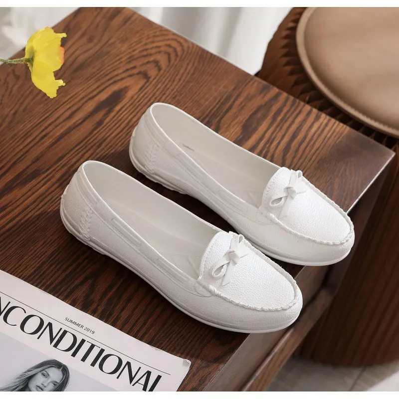 ikearlax Cross-Border New Arrival Korean Style Gommino Women's Flat White Shoes Mother Shoes Low-Cut Leisure Pumps Nurse Shoes Maternity Shoes