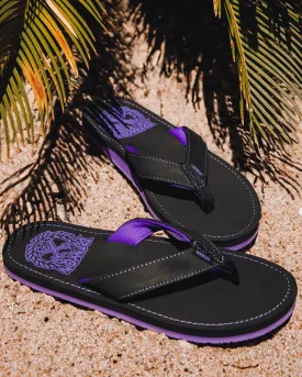 Leather Sandals -  Black & Purple