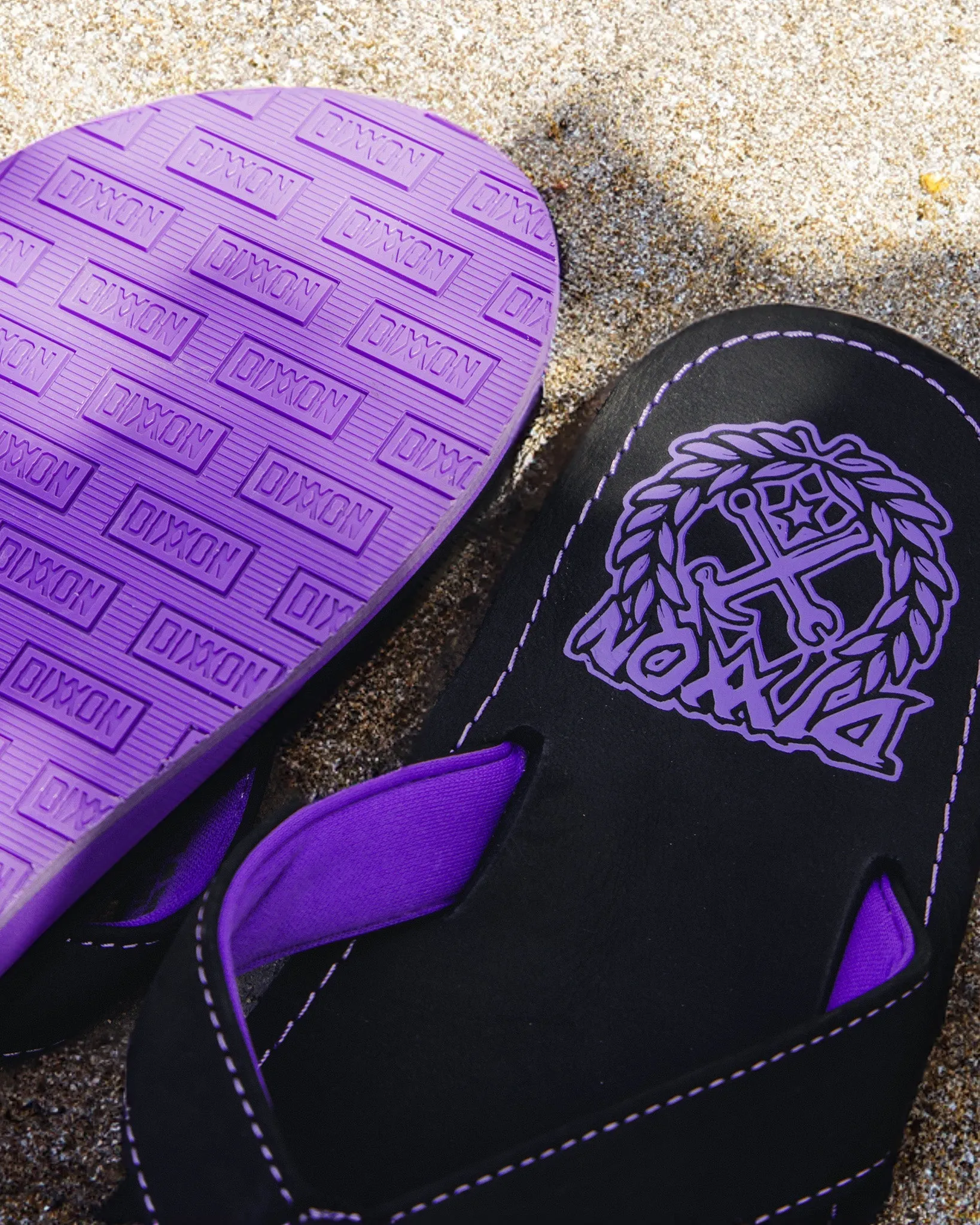 Leather Sandals -  Black & Purple