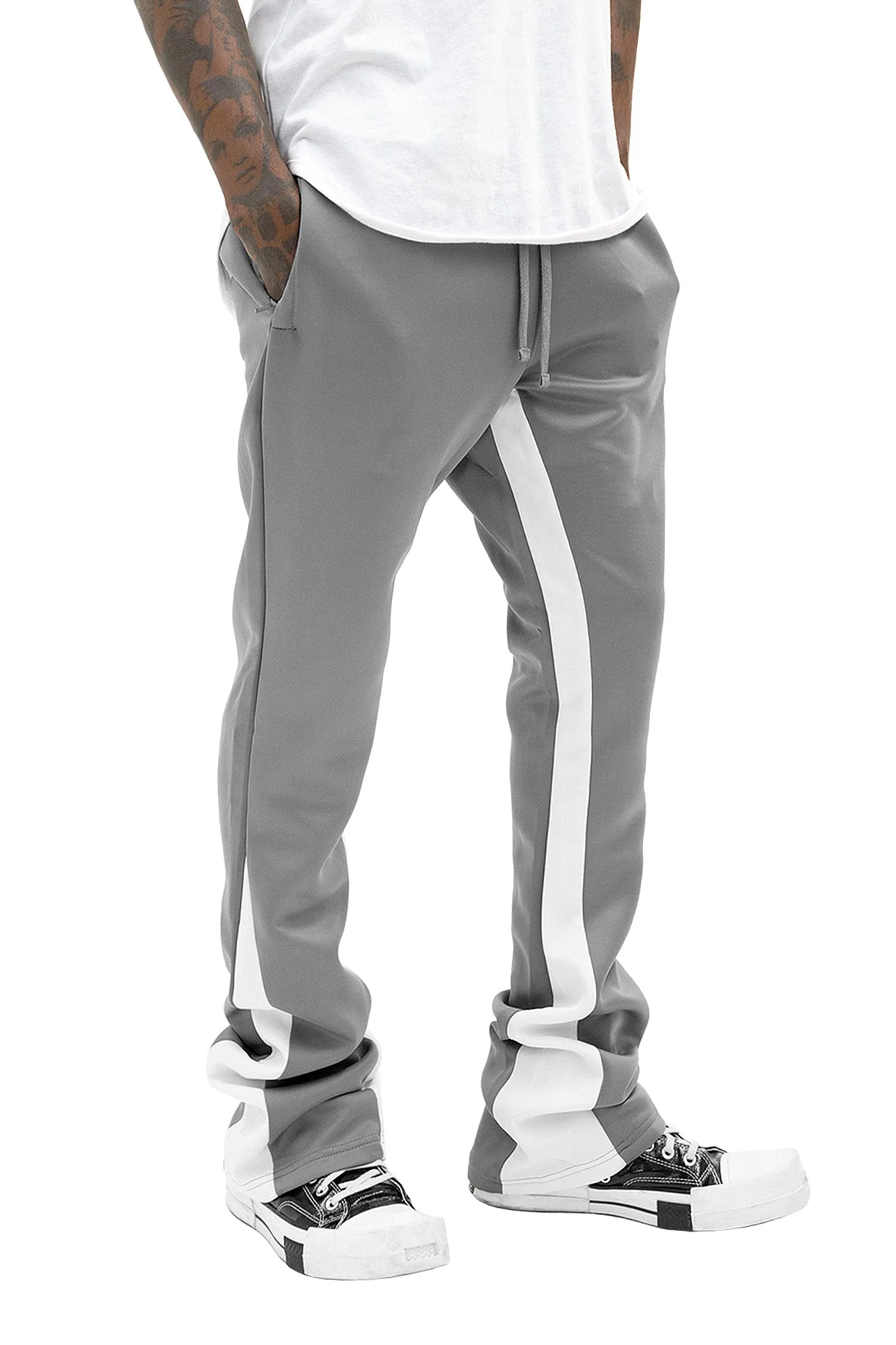 Men's Striped Stacked Flared Track Pants