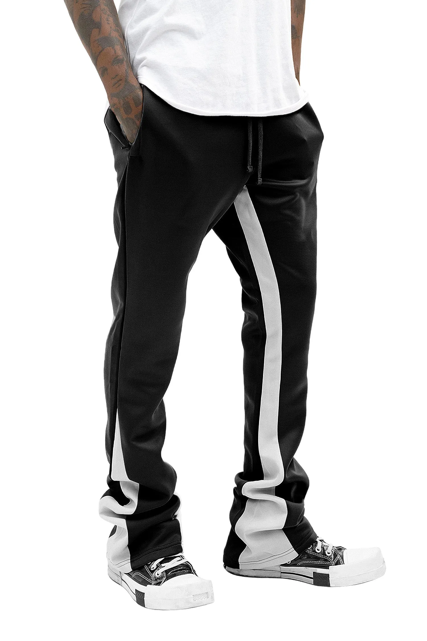 Men's Striped Stacked Flared Track Pants