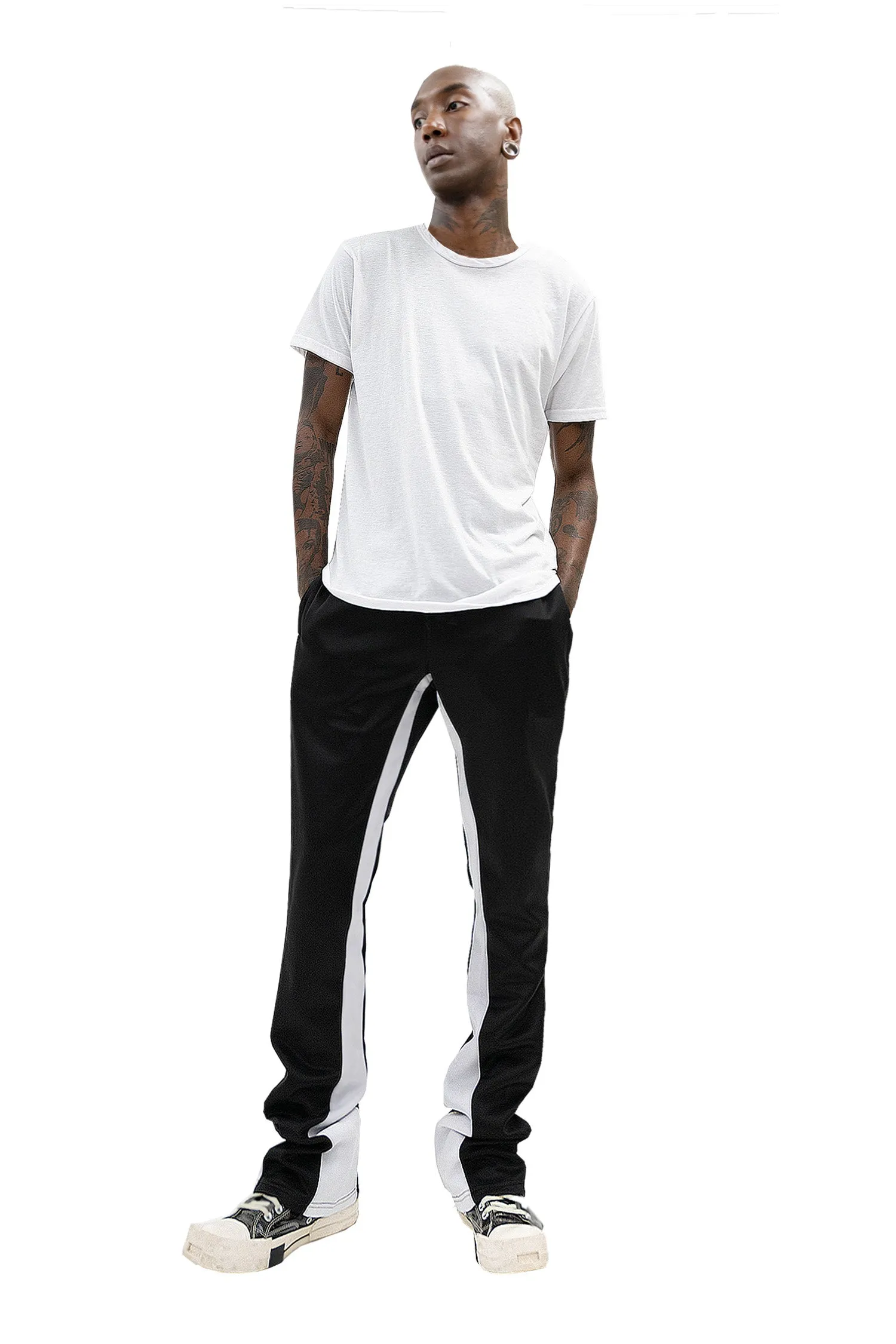 Men's Striped Stacked Flared Track Pants