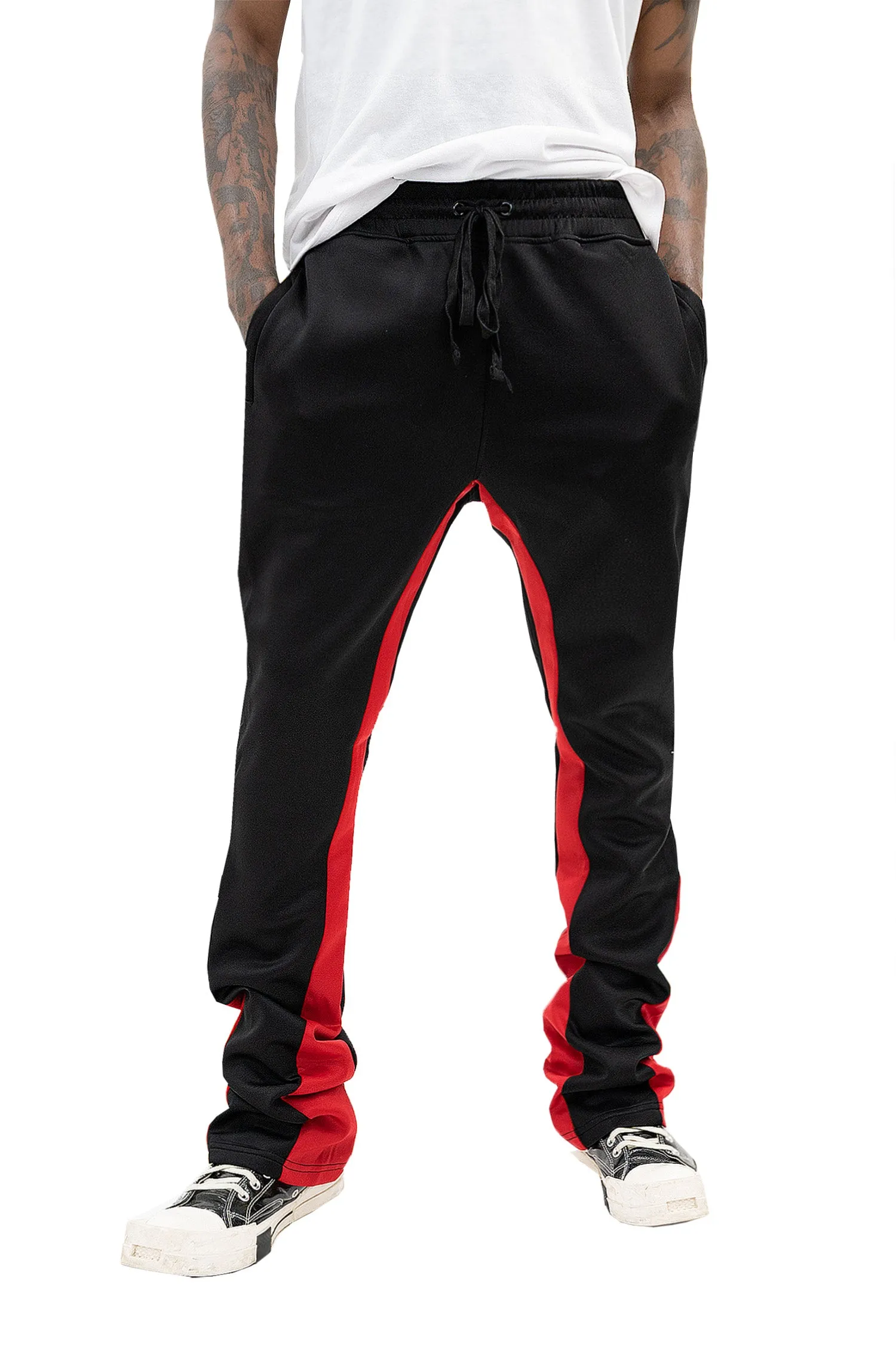 Men's Striped Stacked Flared Track Pants