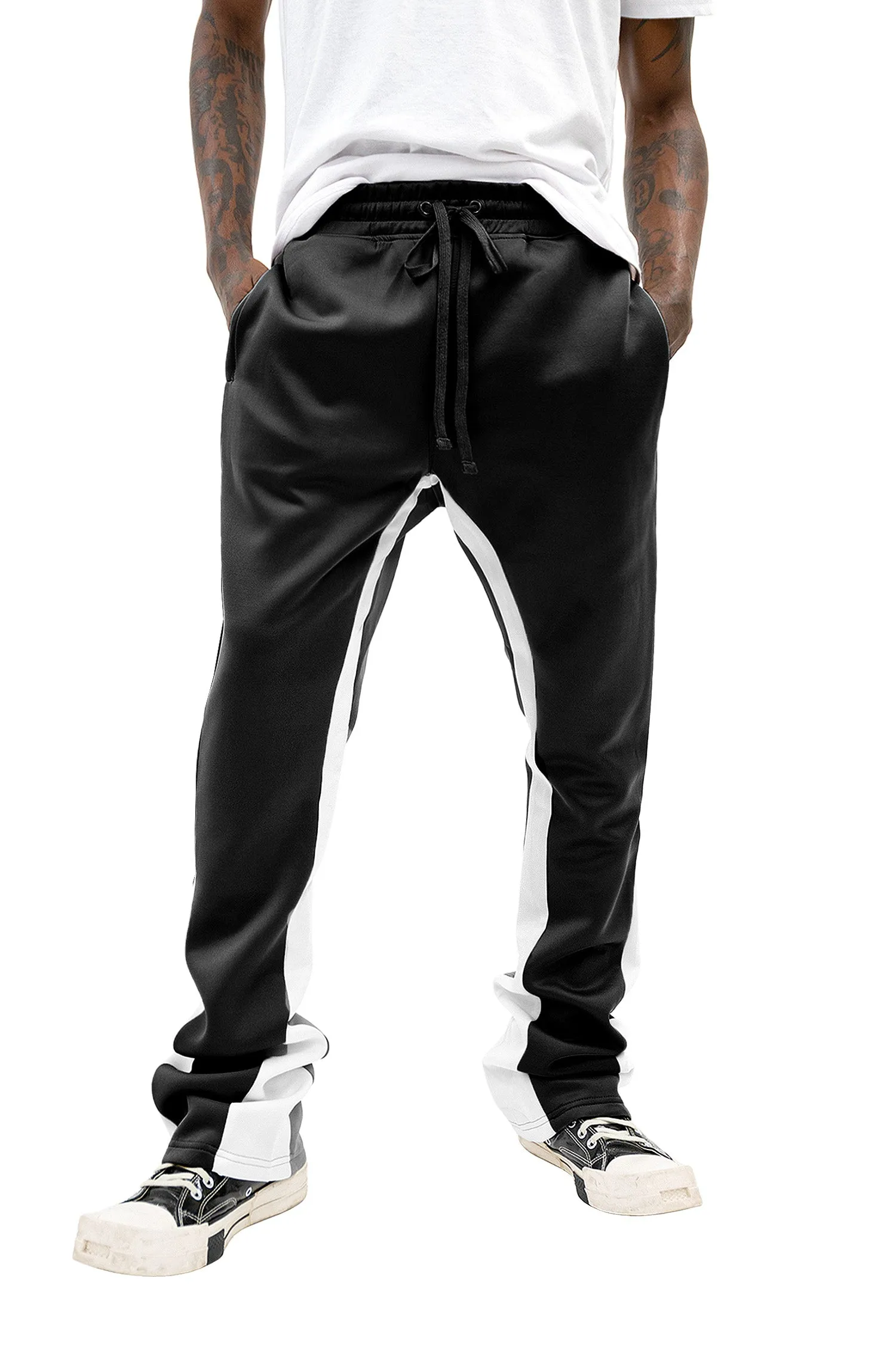 Men's Striped Stacked Flared Track Pants