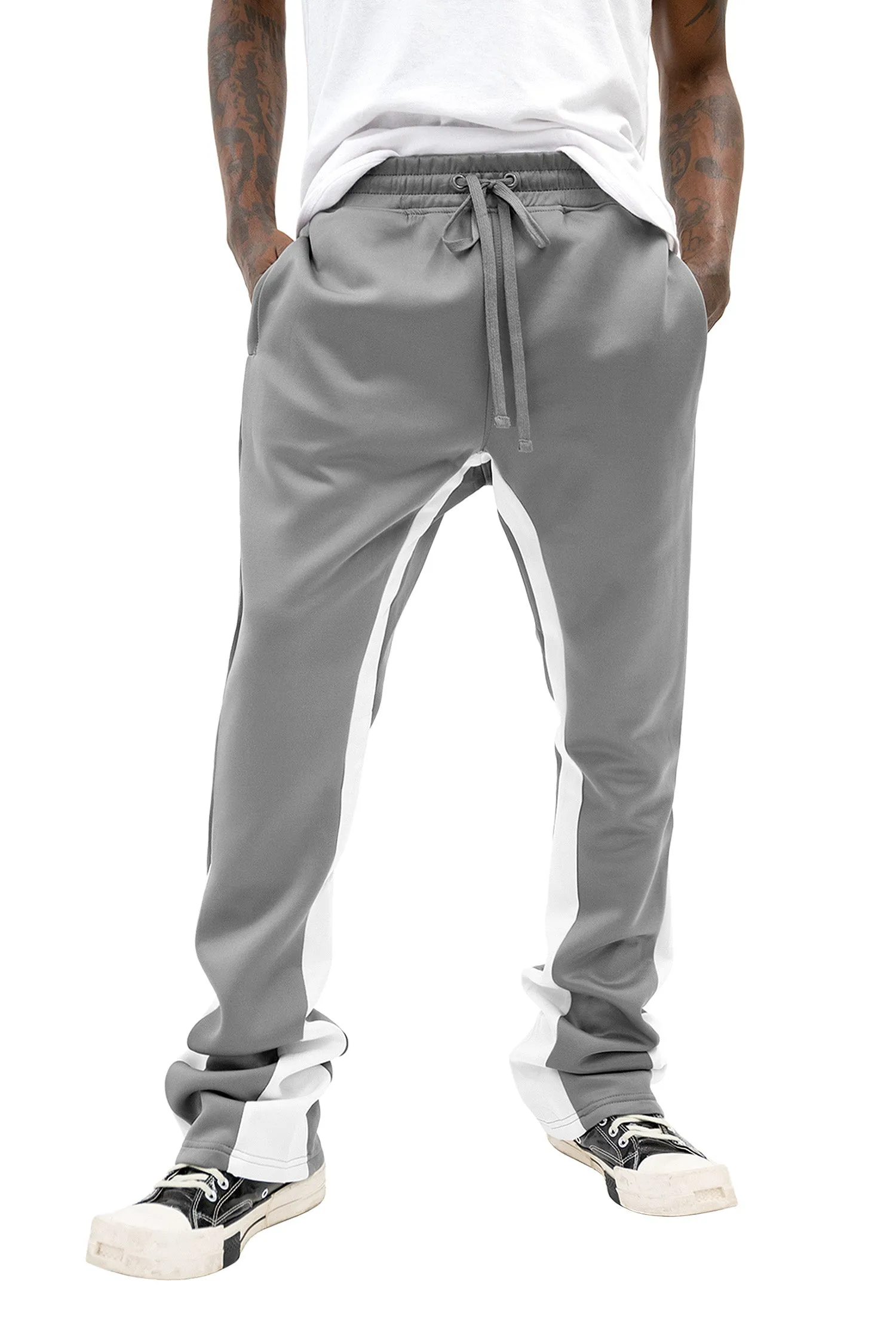 Men's Striped Stacked Flared Track Pants