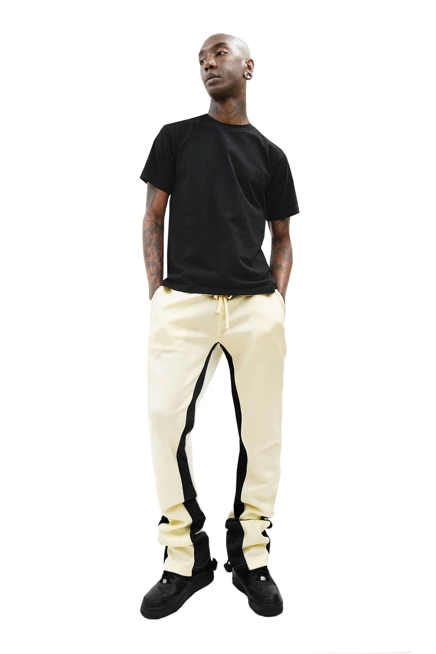 Men's Striped Stacked Flared Track Pants