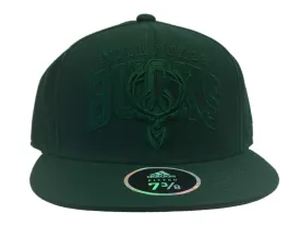 Milwaukee Bucks Adidas Green Structured Fitted Flat Bill Hat Cap (7 3/8)