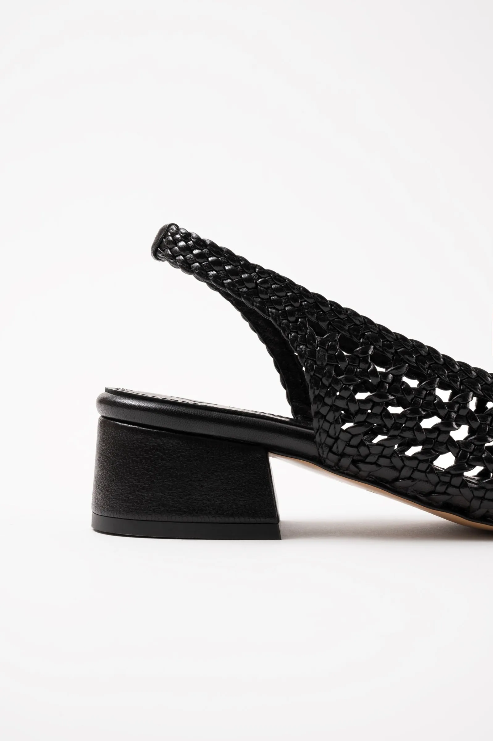 NOVA TARRAGONA - Black Woven Leather Slingback Ballerina Flats