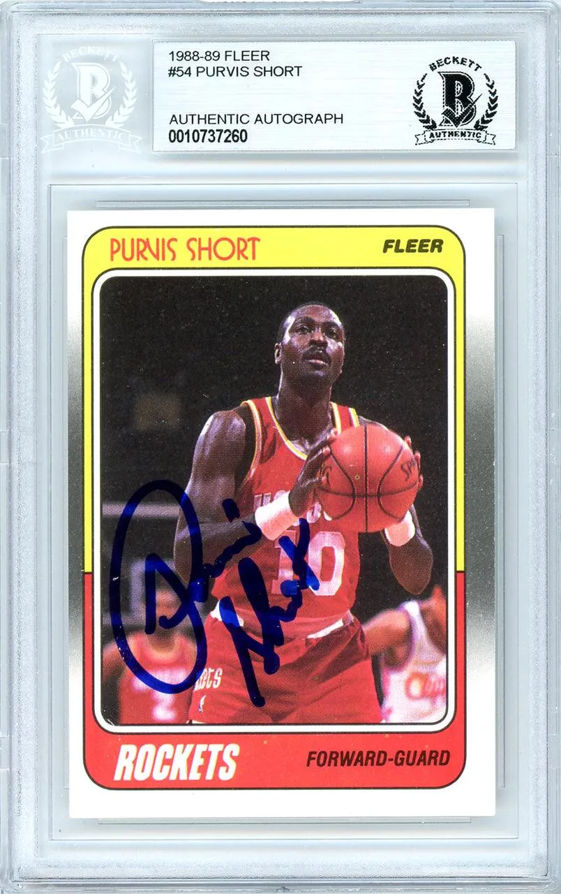 Purvis Short Autographed 1988-89 Fleer Card #54 Houston Rockets Beckett BAS #10737260