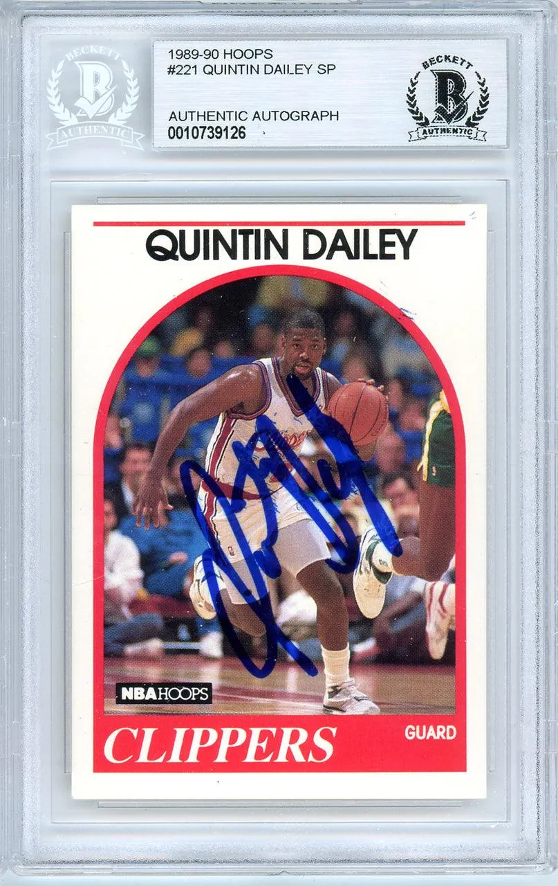 Quintin Dailey Autographed 1989-90 Hoops Card #221 Los Angeles Clippers Beckett BAS #10739126