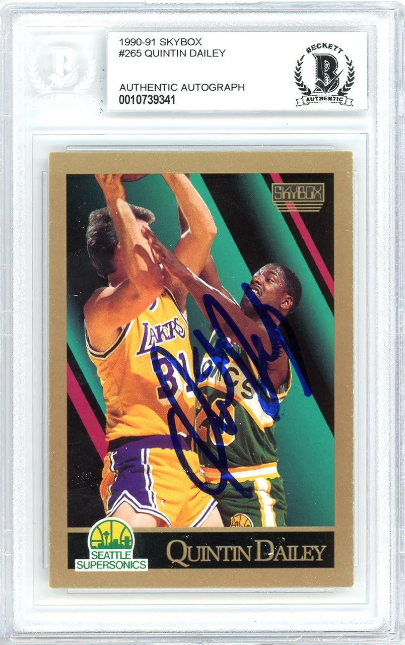 Quintin Dailey Autographed 1990-91 Skybox Card #265 Seattle Super Sonics Beckett BAS #10739341