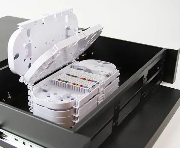 Rack Mount Fiber Distribution Patch Panel with Splice Trays, Slide-Out, FDU, 2U