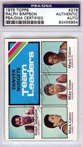 Ralph Simpson Autographed 1975 Topps Card #278 Denver Nuggets PSA/DNA #83456954