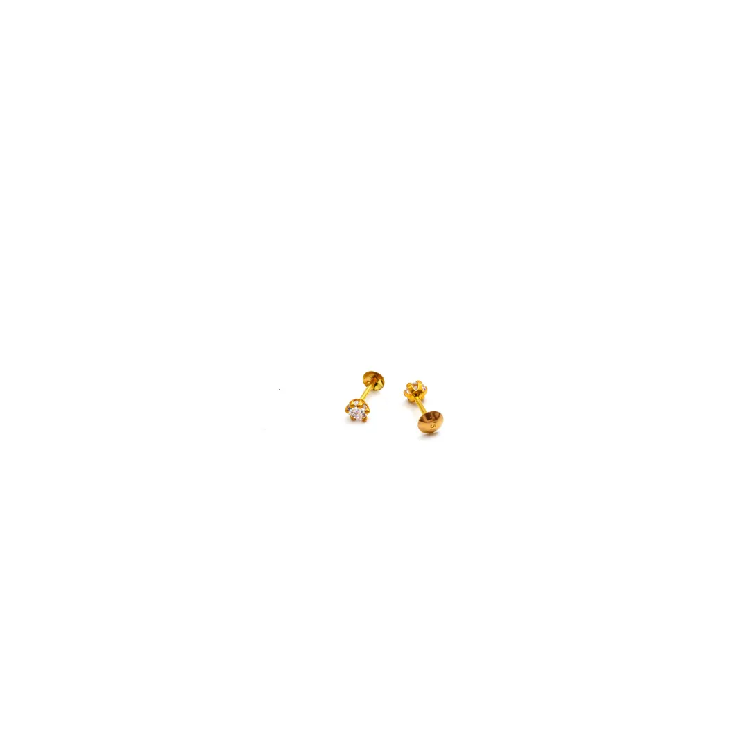 Real Gold 2 MM Stone Studs with Long Screw Tops Perfect for Ear and Nose Piercings E1883