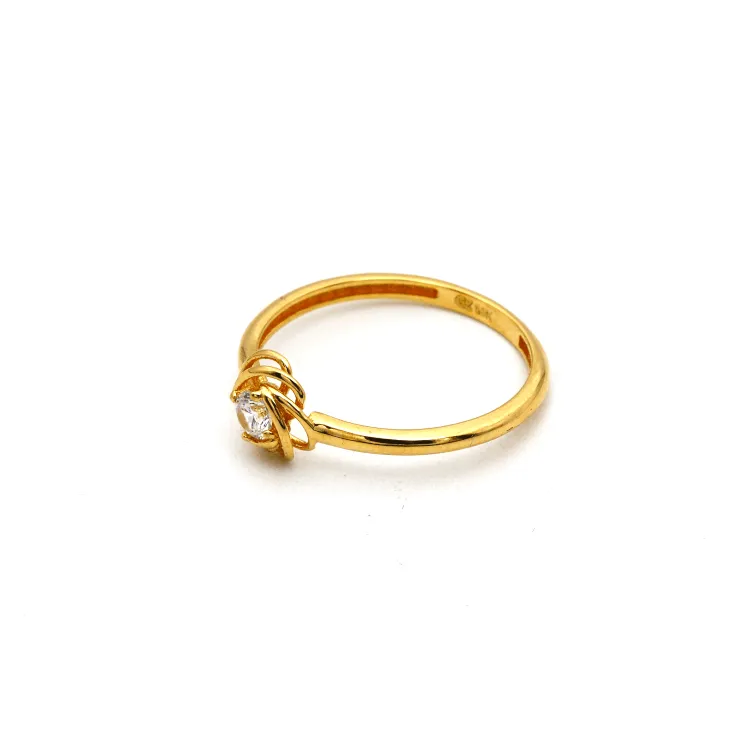 Real Gold Flower Stone Ring 0425 (Size 4) R2125