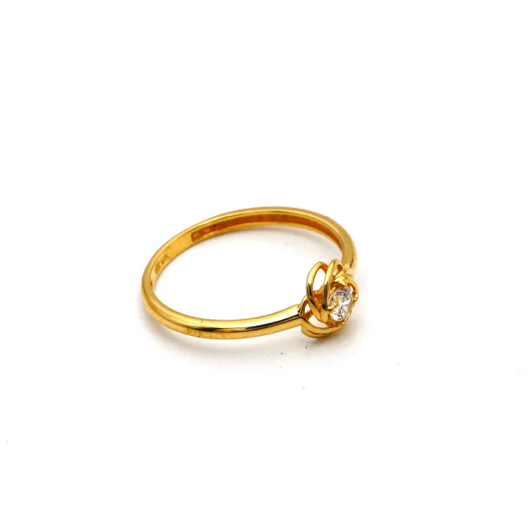 Real Gold Flower Stone Ring 0425 (Size 4) R2125