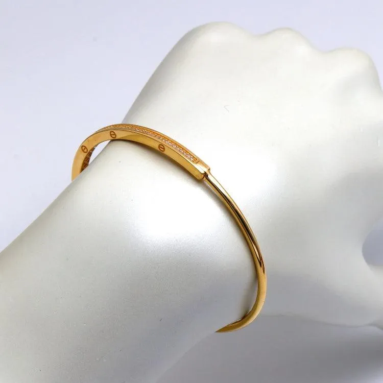 Real Gold GZCR Embossed Stone Screw Bangle 0342 (SIZE 15) BA1449