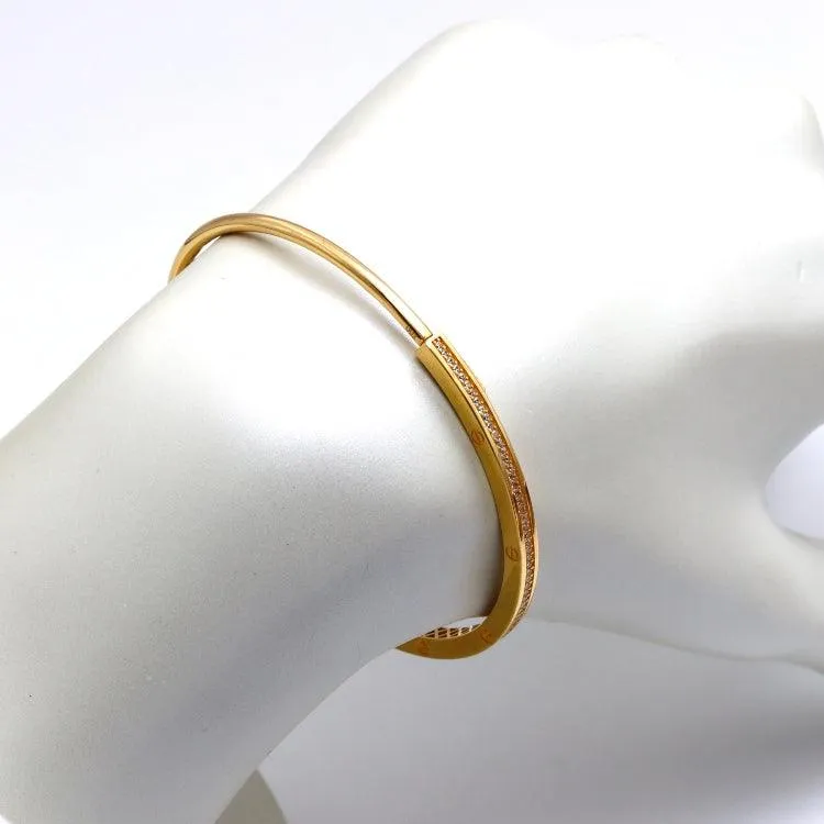 Real Gold GZCR Embossed Stone Screw Bangle 0342 (SIZE 15) BA1449