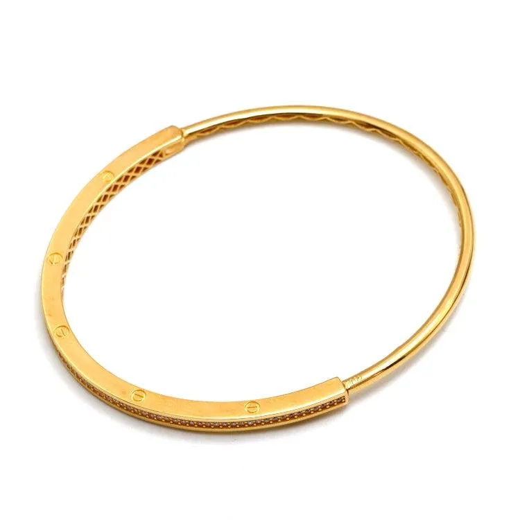 Real Gold GZCR Embossed Stone Screw Bangle 0342 (SIZE 15) BA1449