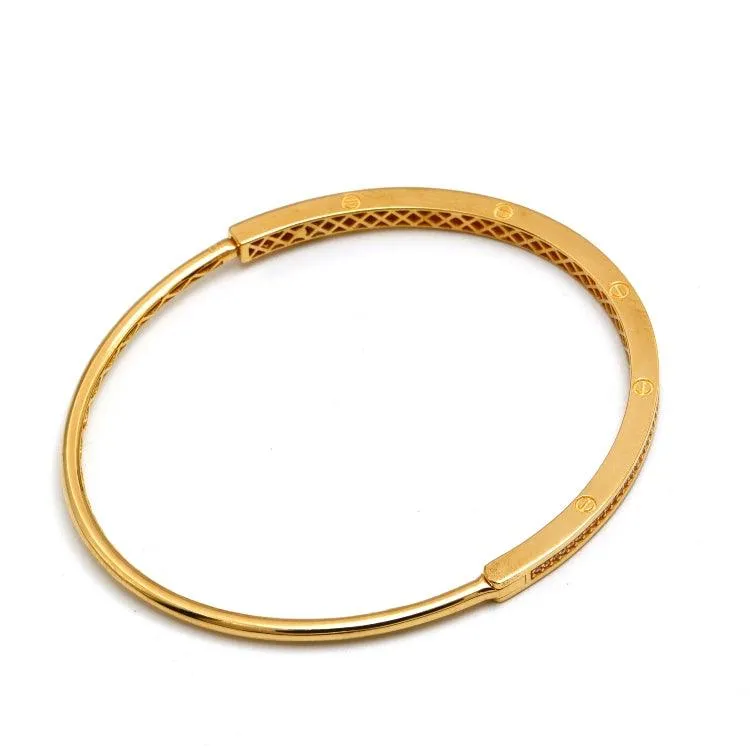 Real Gold GZCR Embossed Stone Screw Bangle 0342 (SIZE 15) BA1449