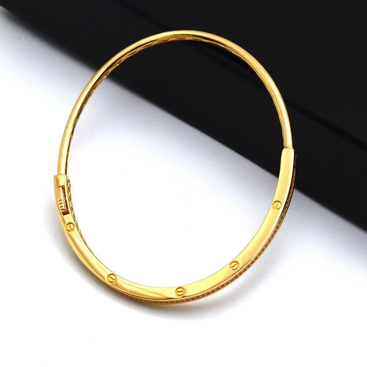 Real Gold GZCR Embossed Stone Screw Bangle 0342 (SIZE 15) BA1449