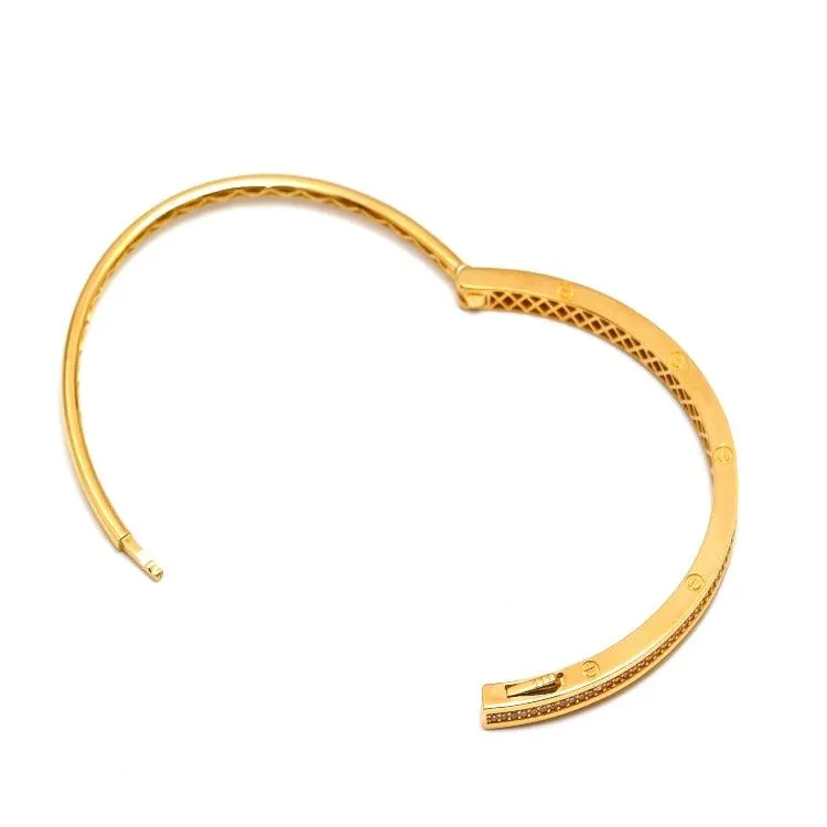 Real Gold GZCR Embossed Stone Screw Bangle 0342 (SIZE 15) BA1449