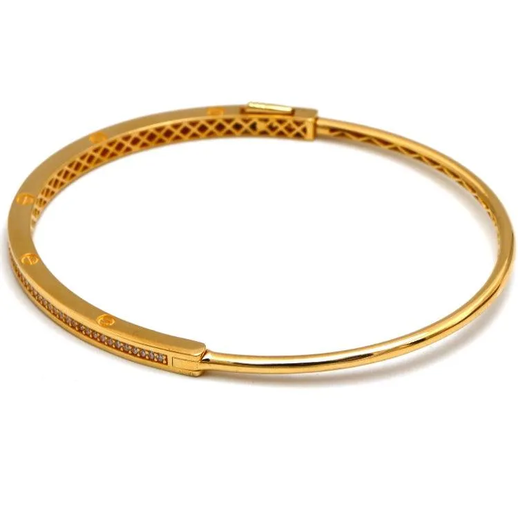 Real Gold GZCR Embossed Stone Screw Bangle 0342 (SIZE 15) BA1449