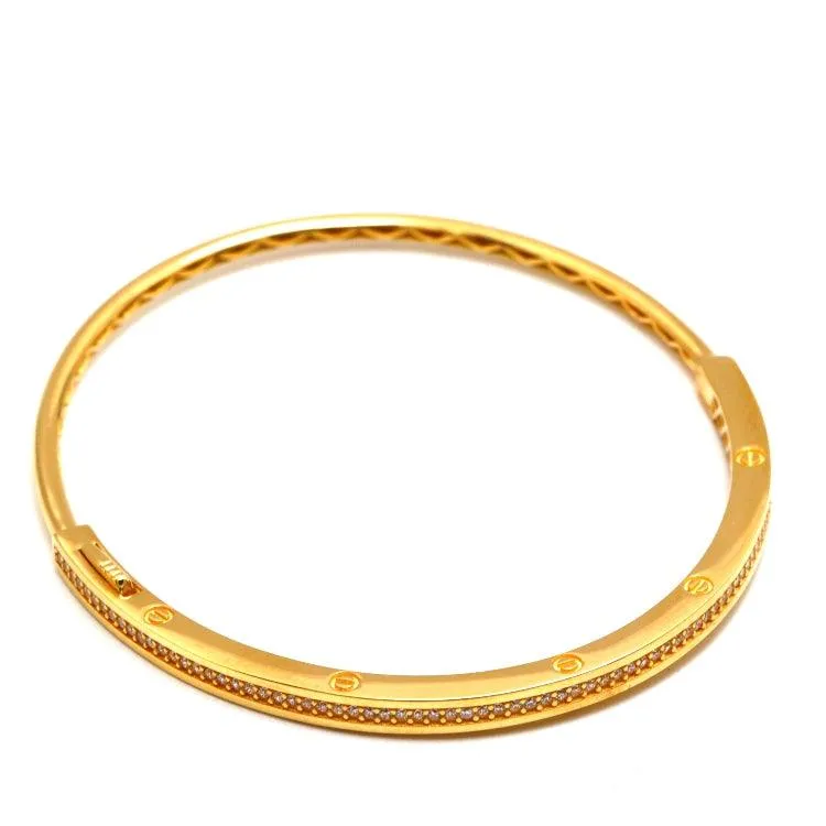 Real Gold GZCR Embossed Stone Screw Bangle 0342 (SIZE 15) BA1449